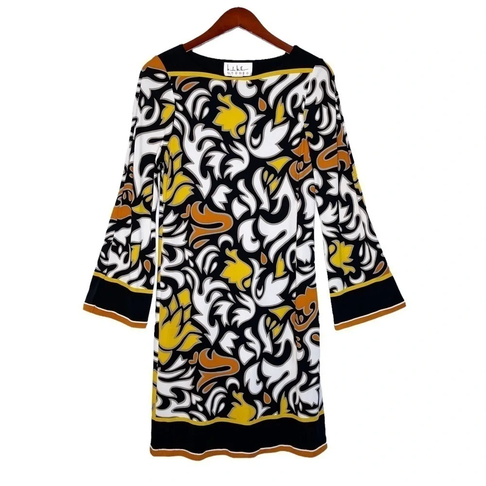 NICOLE MILLER Long Sleeve Sheath Dress Size 8 in Vibrant Multi Print